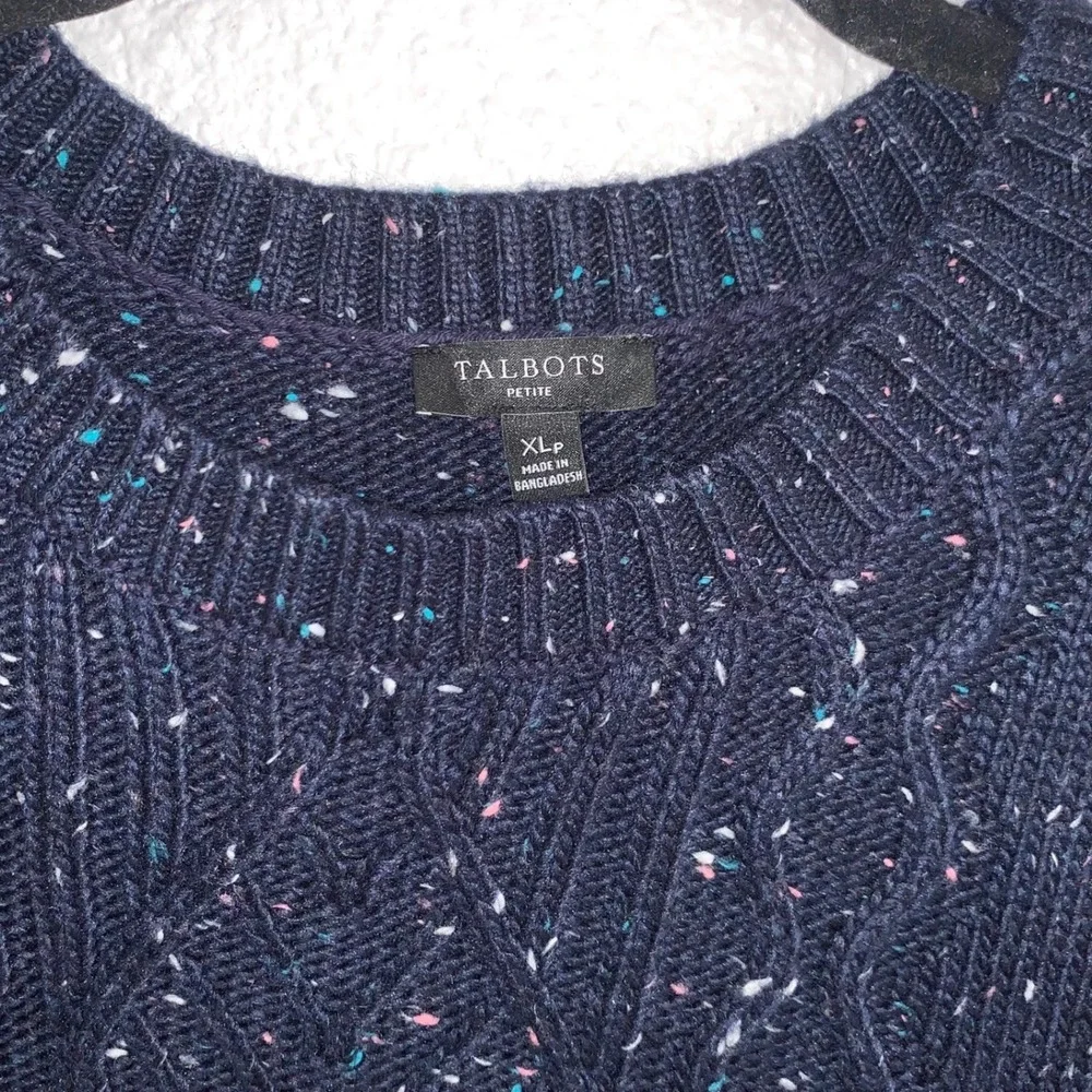 Talbots‎ Petite XLp Navy Blue Confetti Cable Knit Sweater Dress BD3027 06/21